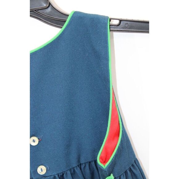 Vintage Chocolate Soup Girls Size 12 Navy With Green Trim Dress - Picture 8 of 10
